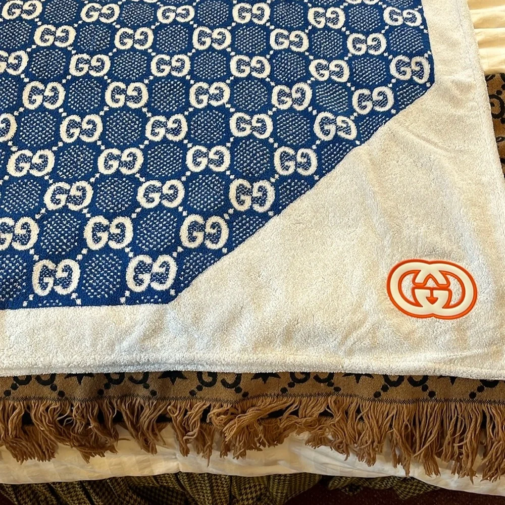 Gucci Beach Towel with Orange and White Logo